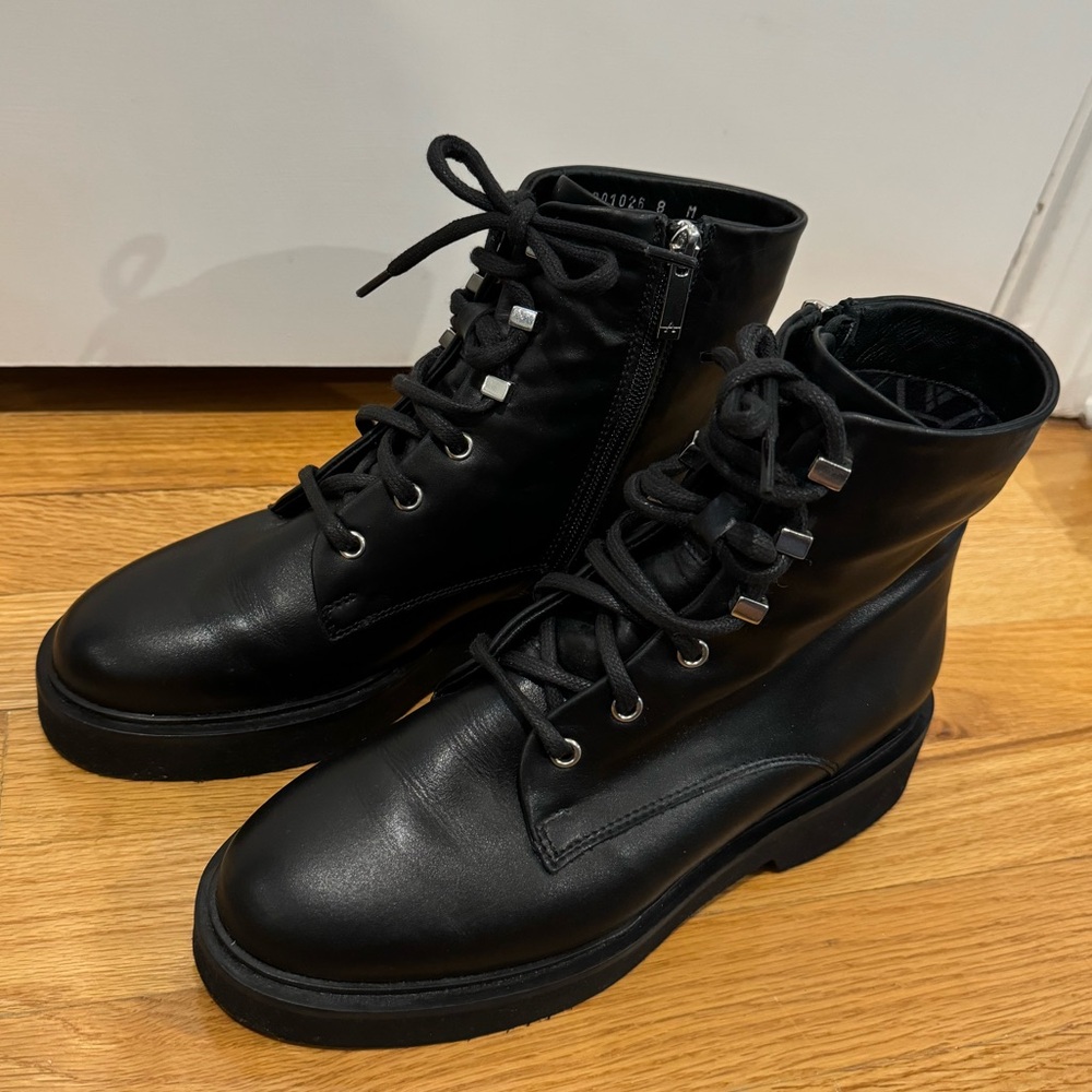 Aquatalia Mariola Leather Combat Boots